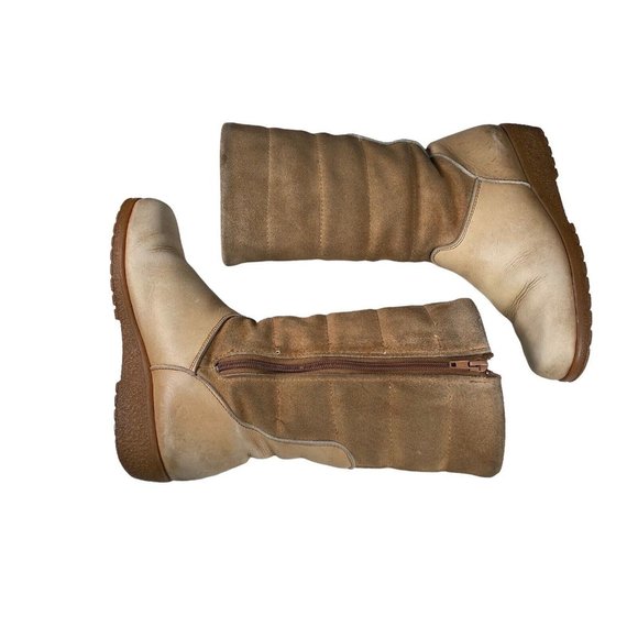 Vntg Blondo Canada Shearling‎ Lined Beige Leather / Suede Women's Sz US 6 Boots - Picture 10 of 16